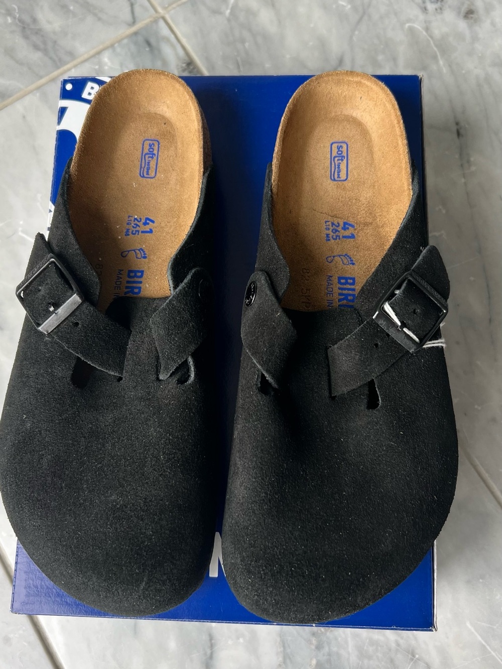 Mens Birkenstock Boston Soft Footbed Suede Clogs in black - Brand new size 41